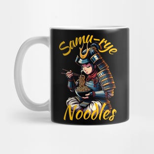 Female samurai eating noodles Mug
